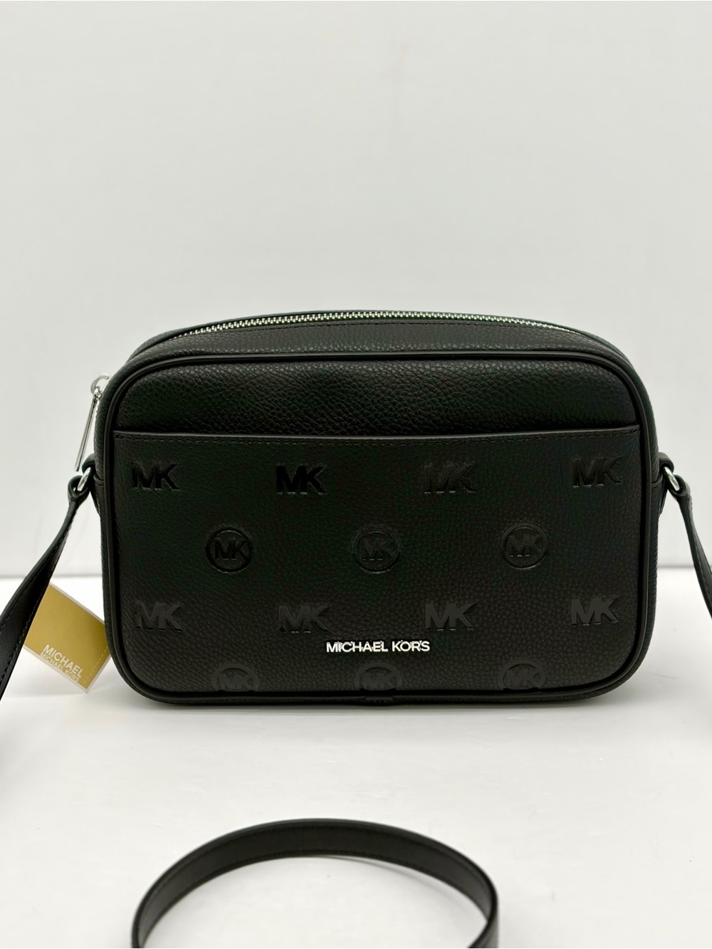 Michael Kors Black Jet Set Travel Large Logo Debossed Camera Crossbody Bag - Picture 2 of 16
